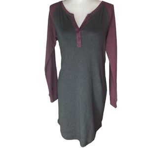 The Normal Brand Sz Sm Puremeso Long Sleeve Baseball Henley Tee Short Mini Dress